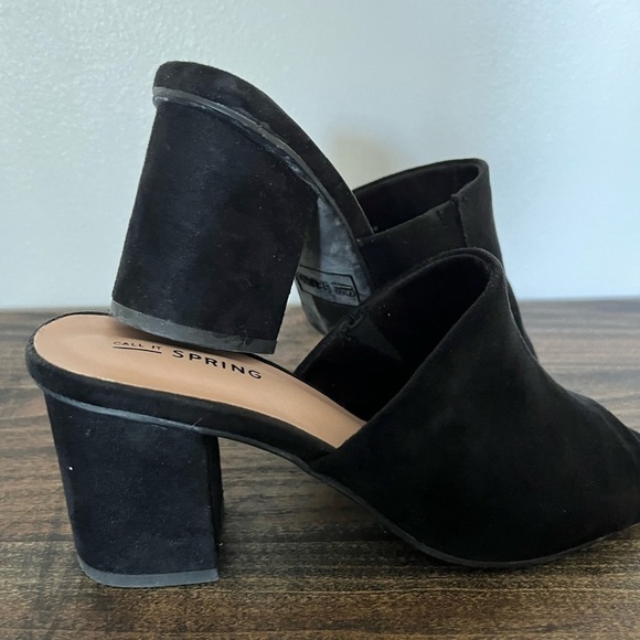 Call It Spring, Black Faux Suede Mules, Size 6. - Picture 2 of 6